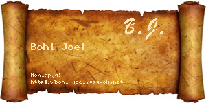 Bohl Joel névjegykártya